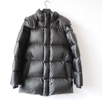 韩版尼丝纺中长款连帽纯色羽绒服