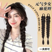 假发辫子女麻花辫仿真假发自然侧边彩色双辫子网红时尚 拳击马尾辫