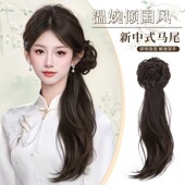 新中式 假发辫马尾倾国风侧马尾假发抓夹古风汉服旗袍编发假发辫子