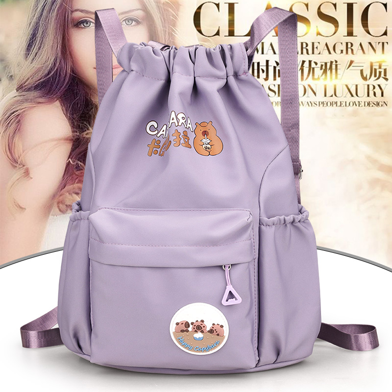 束口袋抽绳双肩包男女中小学生书包轻便小书包包补习背包补课包