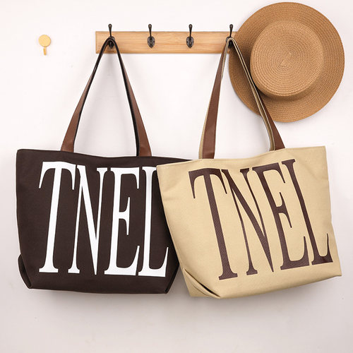 新款大容量帆布包女休闲百搭上班族通勤托特包字母时尚单肩手提包