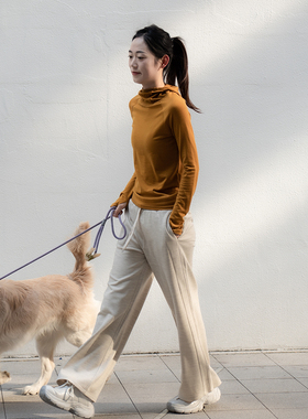 可机洗美利奴羊毛200gsm连帽长袖T恤户外跑步拇指扣运动速干长袖