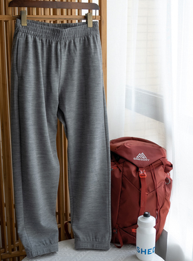 可机洗抗起球美利奴羊毛徒步越野卫裤吸湿排汗跑步加绒厚款长裤男