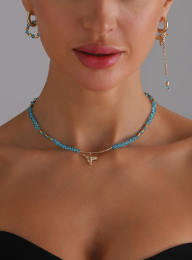 欧美跨境饰品时尚水晶小鸟项链女