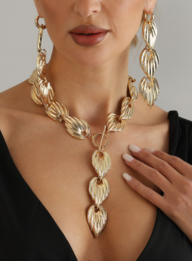 欧美跨境饰品复古麦穗纹金属项链