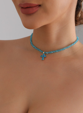 欧美跨境饰品时尚三角水晶镶嵌十