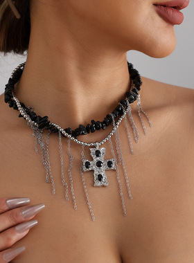 欧美跨境饰品暗黑少女系十字架项