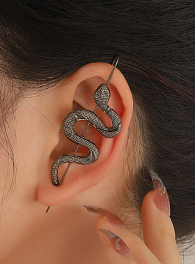 小蛇耳挂ins耳环个性耳钉小众设计简约廓式斜线耳刺夸张穿刺耳针