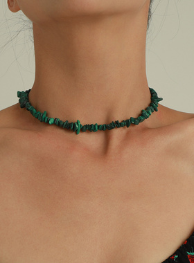 欧美跨境饰品时尚简约短款绿色松