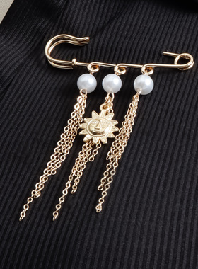 欧美跨境饰品复古流苏太阳花笑脸元素别针女 ins个性创意胸针配饰