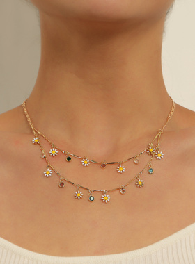 欧美跨境饰品新款直管开口笑脸项