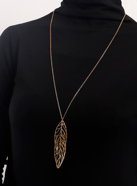 欧美跨境饰品简约长款流苏树叶秋