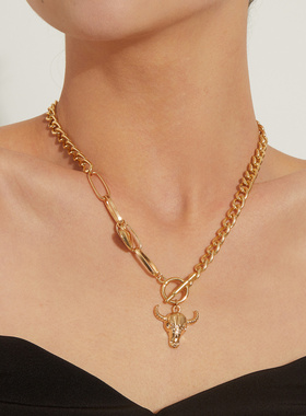 欧美跨境饰品时尚心形牛头造型潮