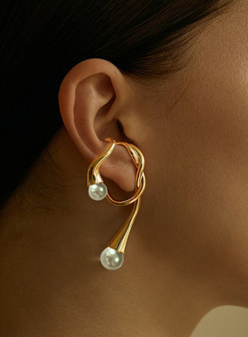 欧美isn珍珠耳夹女不规则耳挂冷淡风无耳洞耳环气质耳骨夹耳饰