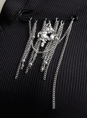 欧美跨境饰品时尚新款马年多流苏胸针女 创意双拼色别针配饰胸花