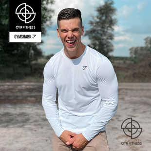 SLEEVE SHIRT GYMSHARK 长袖 LONG 健身速干修身 体恤 ARRIVAL