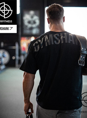 GYMSHARK POWER T-SHIRT男运动健身宽大T恤OVERSIZE字母短袖