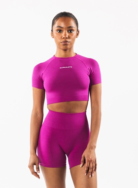 ALPHALETE 女AMPLIFY SS CROP T-SHIRT健身运动休闲短款