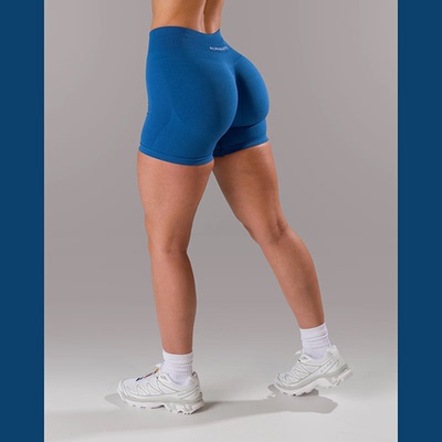 新品ALPHALETE 女PUMP SHORT运动健身高腰褶皱显臀短裤