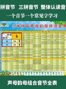 神童一年级汉语拼音声母韵母整体认读音节全表拼音拼读有声挂图