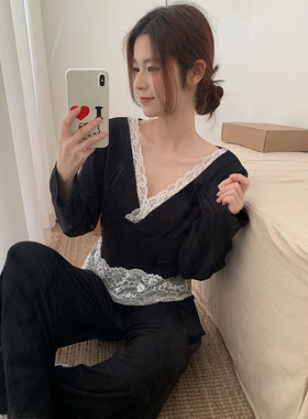 Kiai 可外穿女士睡衣春秋季灰色莫代尔家居服套装纯欲风带胸垫