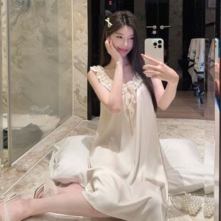 Kiai 可外穿带胸垫冰雪丝睡裙女夏季凉感吊带纯欲高级法式家居服