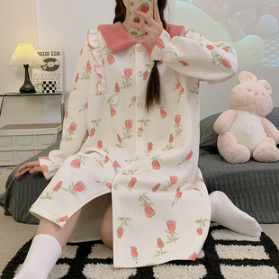 Kiai 200斤胖MM高级感加肥秋冬季大码睡裙女空气棉开衫家居服