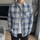 男长袖 休闲时尚 春秋季 以衬衫 新款 美式 百搭外套宽松格子长袖 衬衣純