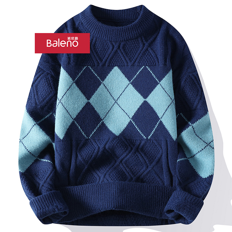 班尼路圆领毛衣宽松打底外套潮牌