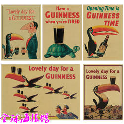 复古吉尼斯海报 黑啤酒广告招贴 复古牛皮纸海报餐厅酒吧装饰画贴