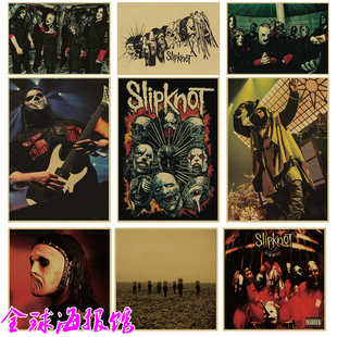 Slipknot 活结乐队 工业金属摇滚音乐复古牛皮纸海报酒吧装饰画