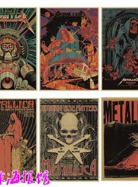 金属乐队metallica复古海报贴画