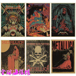 金属乐队 metallica 摇滚音乐复古牛皮纸海报酒吧琴行装饰画挂画2