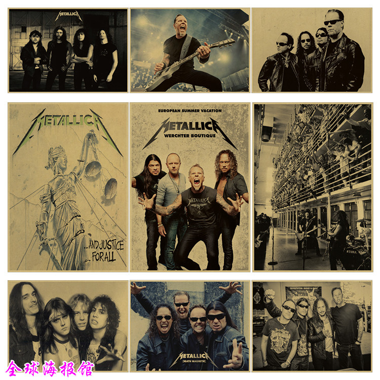 metallica 金属乐队摇滚乐队牛皮纸海报宿舍酒吧琴行装饰画挂画贴