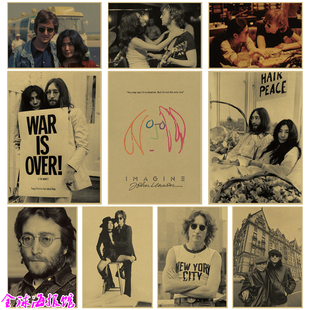Lennon 约翰列侬 摇滚音乐牛皮纸海报酒吧卧室宿舍装饰画挂画