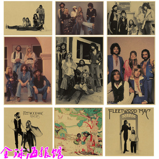 佛利伍麦克乐队Fleetwood Mac民谣摇滚复古牛皮纸海报装饰画贴画