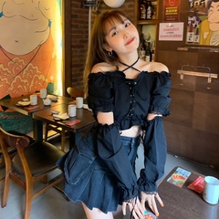 Real price super a little sister detachable sleeve bandage shoulder shirt