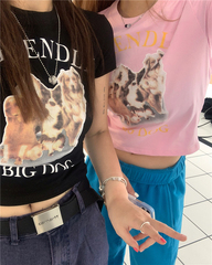 Real price Dog Print short T-shirt 3 colors