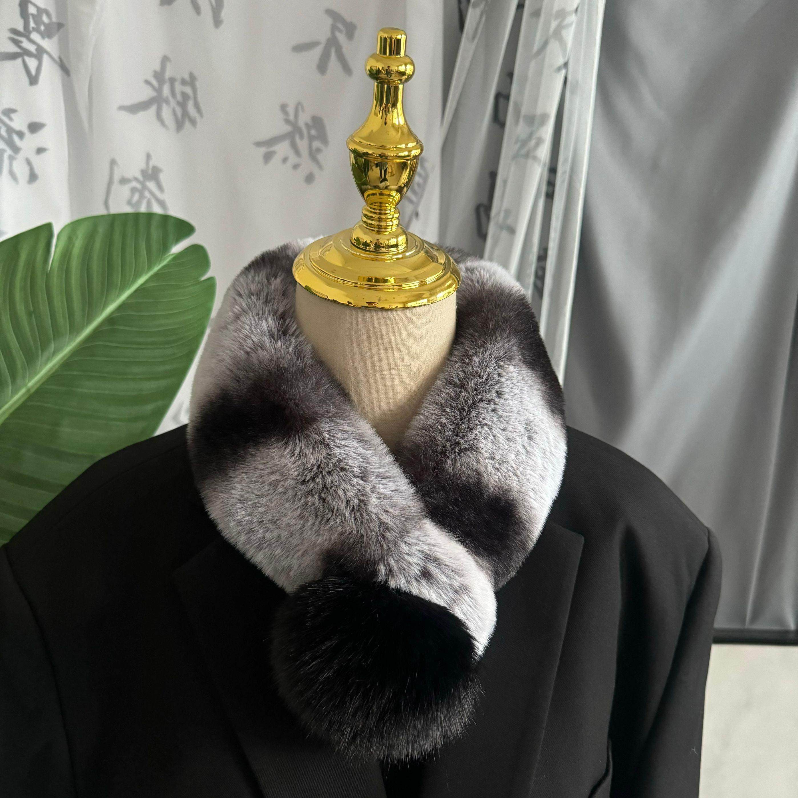 仿獭兔冬季围脖加厚保暖双面环保狐狸毛皮草领子毛领围巾韩版休闲