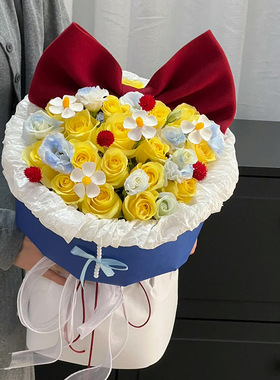 情人节礼物送女朋友生日仿真玫瑰花白雪公主配色永生香皂手棒花束