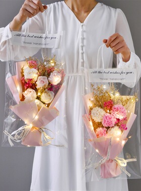 三八妇女节女神礼物送女友香皂花花束满天星干花礼品康乃馨玫瑰花