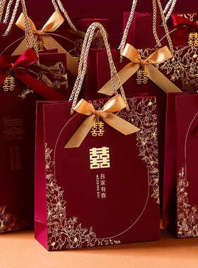 结婚手提袋婚礼专用礼袋喜糖袋子订婚伴手礼礼盒糖果盒红色礼品袋