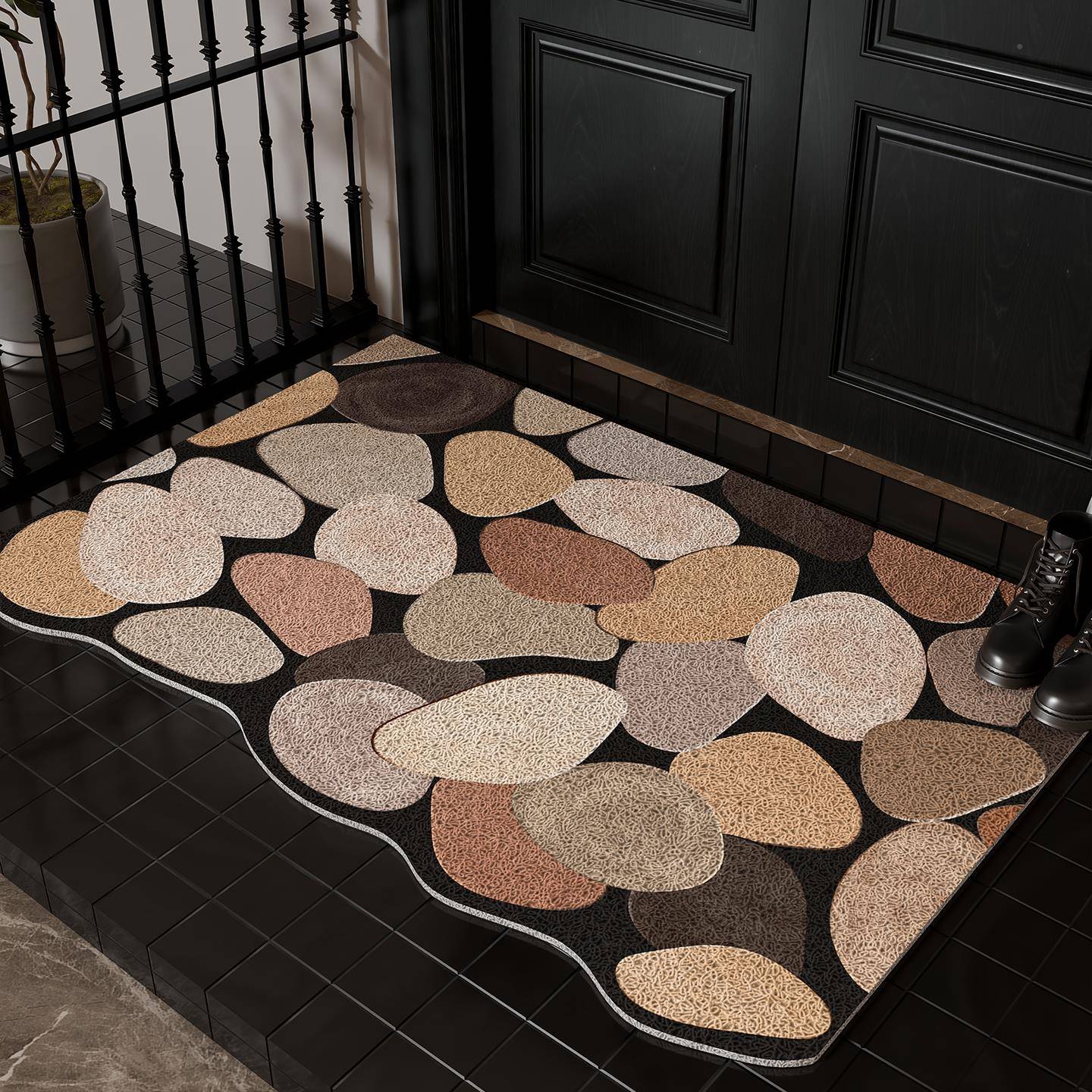 时来转中古风丝圈高地垫入户门运垫关级感进Q2510240门门口地毯玄