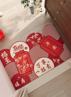 入户门地垫圈红色喜庆滑脚垫耐脏除尘免洗可剪地毯丝防定制门VOM