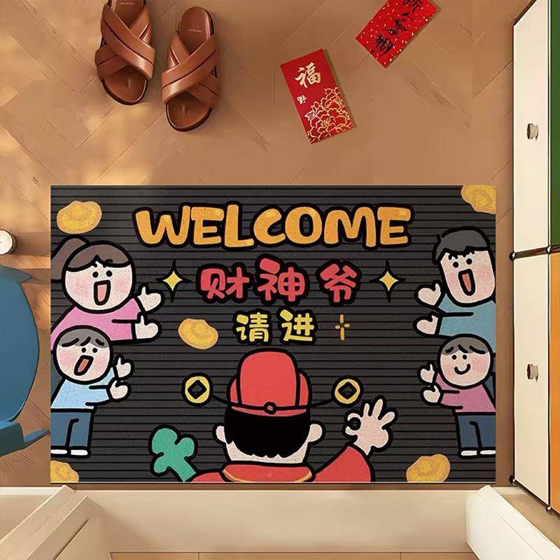 SJM卡丝通财神爷入耐户门地垫20爱25新款可圈黑色门口进门脚垫防