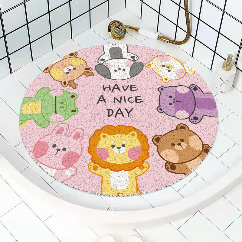 加厚防滑浴室洗澡地垫塑料圆形卡淋浴房pvc丝圈门口脚垫透水镂空