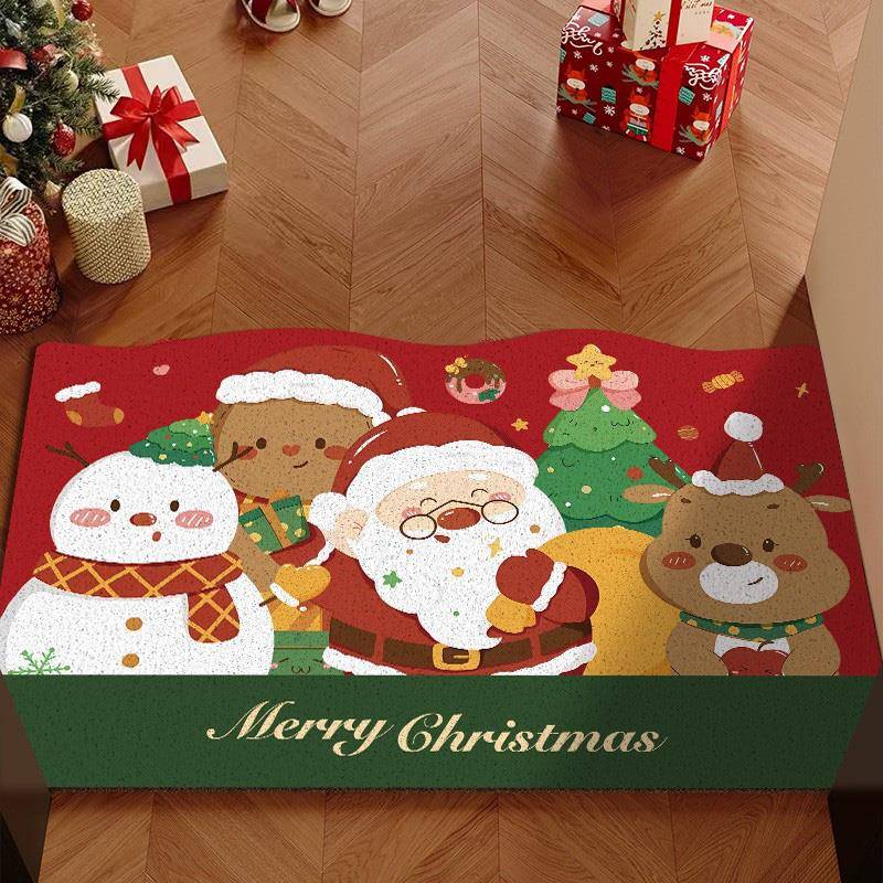 卡圣星通星人入户门地垫202诞5新款红色丝圈免洗IIL可擦口门进门