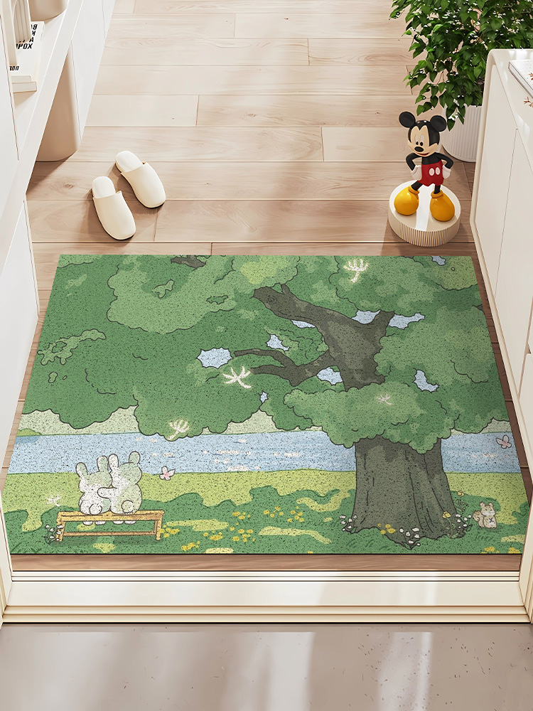 卡通治愈系pvc丝圈地垫防滑除尘脚踩垫可定制玄关脚垫家用进门垫