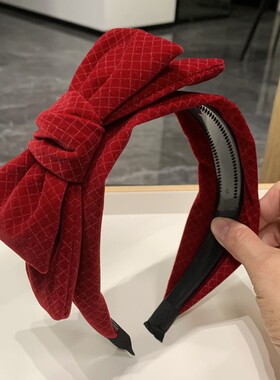 带齿防滑红色秋冬绒布头箍多层蝴蝶结发箍新款发饰发箍网红发卡女