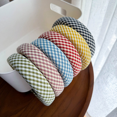 布艺发饰 发箍复古学院风法式格子头箍外出百搭压发夹发卡头饰